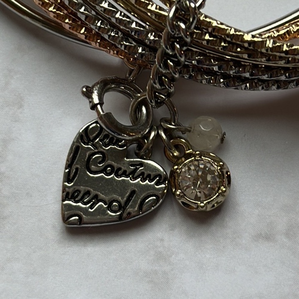 JUICY COUTURE Bracelet Set Charms Bangle Gold Silver Rose Gold Tone - Picture 5 of 8